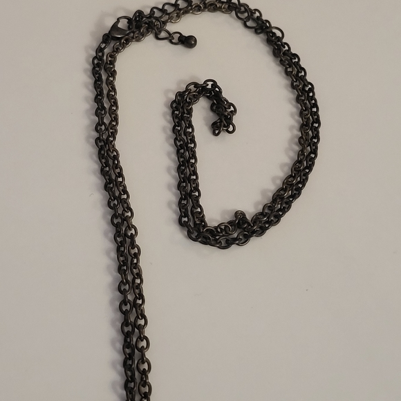 VINTAGE ESTATE bronze toned necklace Large Circle Pendant Cz Crystal Rhinestones - Picture 3 of 7